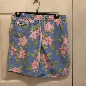 *EUC* Polo light blue tropical print swim shorts. Size XL.
